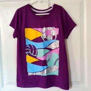 NEW Tek Gear Girls Purple Short Sleeve Shirt - Size L (10/12)
